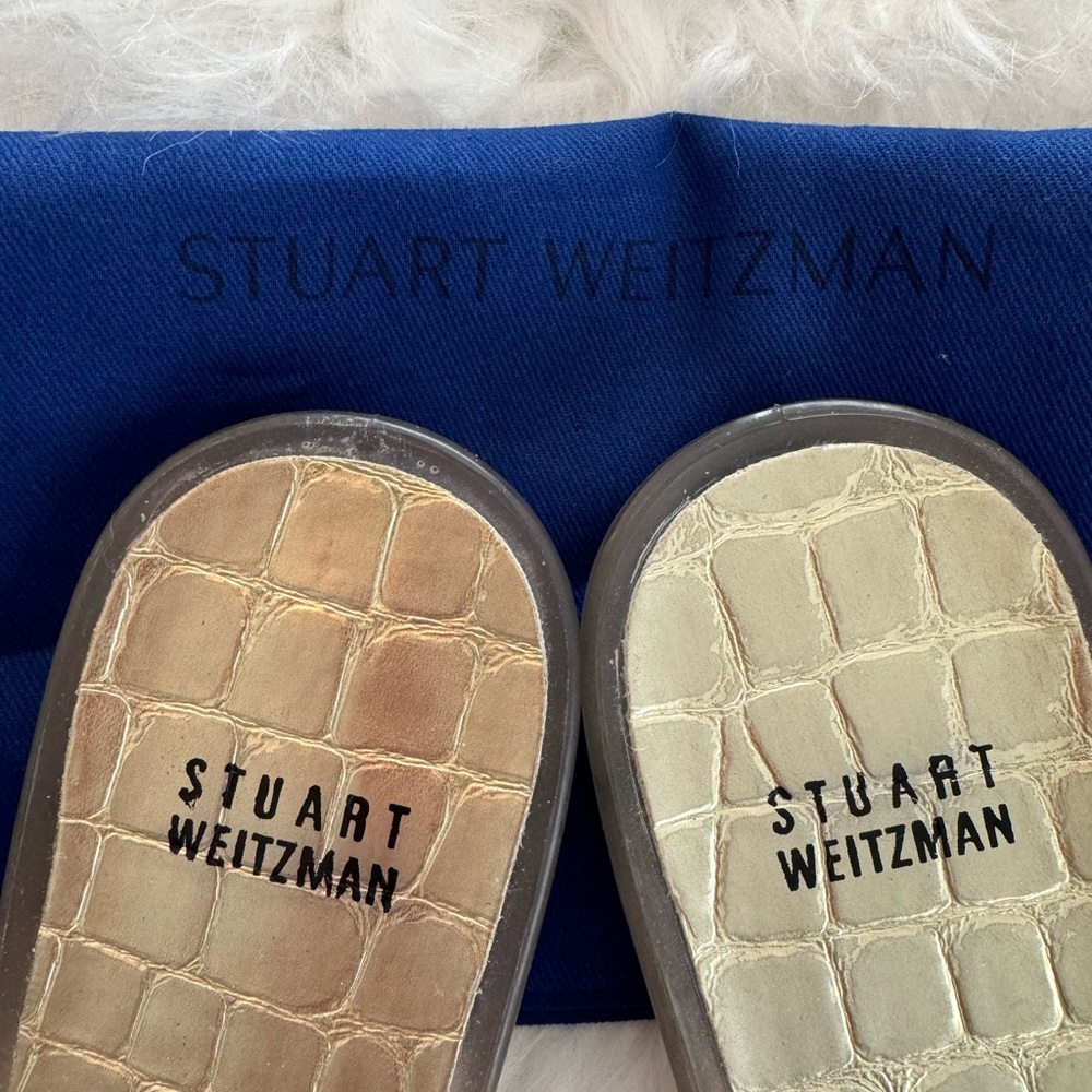 Stuart Weitzman Gold Embellished Women's Sandals - Picture 6 of 10